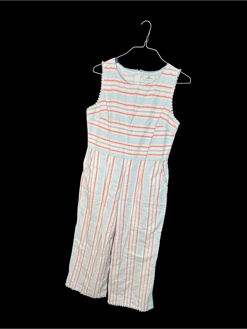 Woman’s Vinyard Vines Striped Sleeveless One-Piece Jumpsuit - Pink & Blue Sz 14